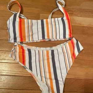 SHEIN striped swimsuit set
